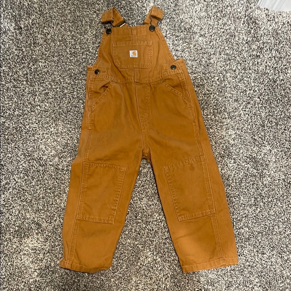 Carhartt Brown Overalls with Adjustable Straps and Reinforced Knees